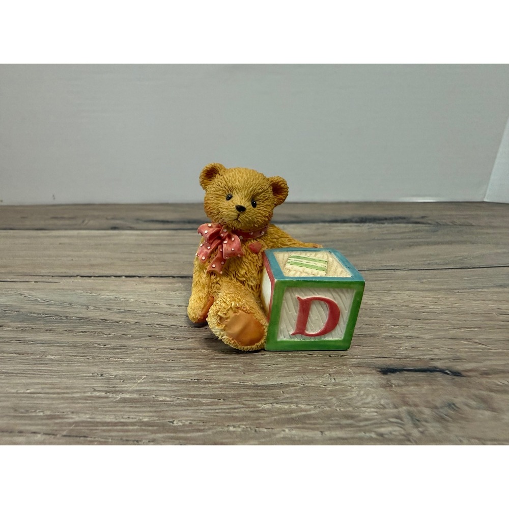 1995‎ Cherished Teddies Bear with Alphabet Block D Figurine 158488D Enesco
